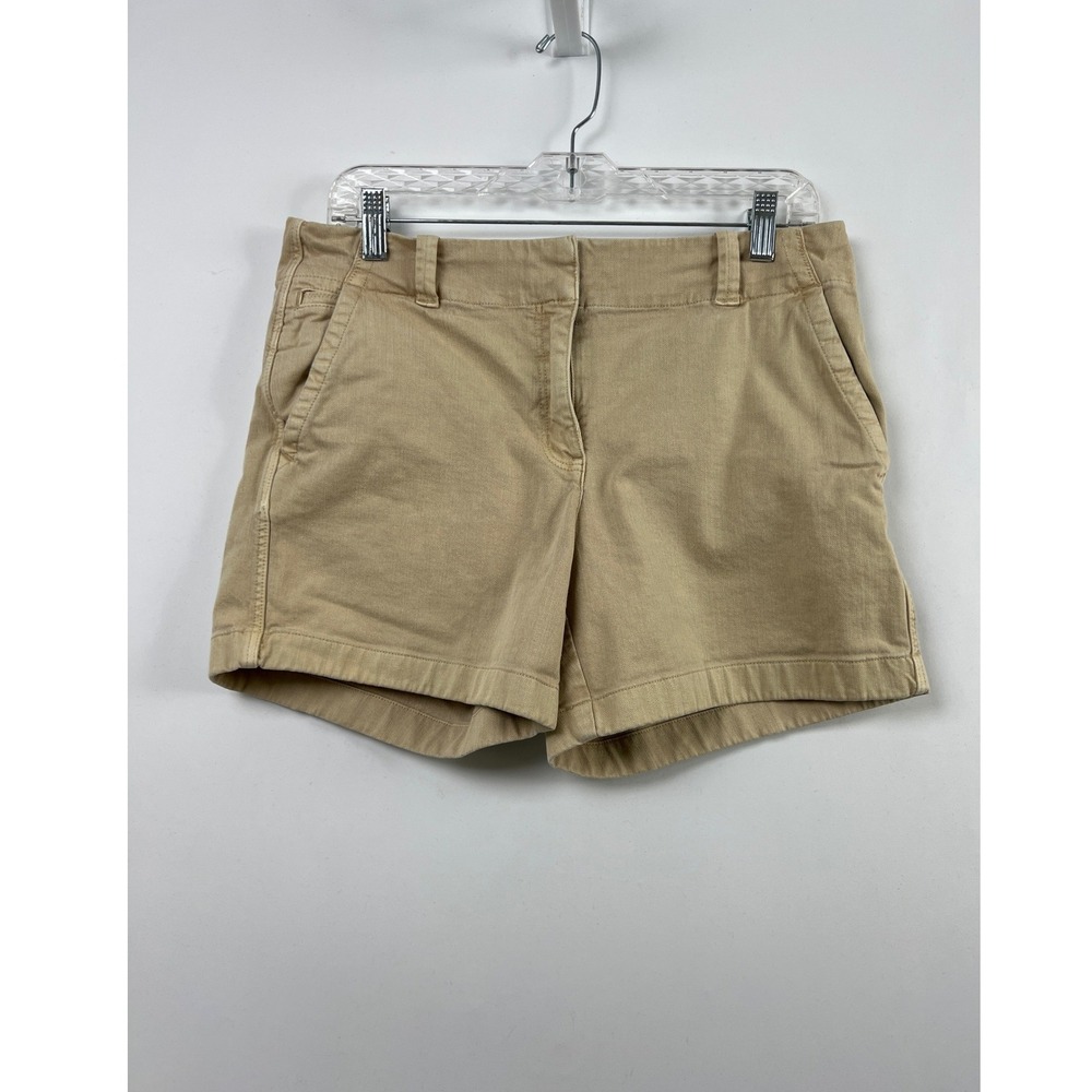 Vineyard Vines Chino Shorts Women 6 Tan Herringbone Cotton Blend Mid Rise